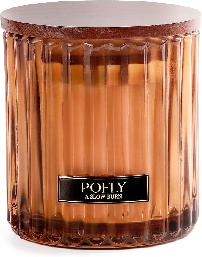 Amber Sandalwood Scented Candle with Crackling Wood Wick, Hand Poured Soy Wax Candle, Long Lasting Aromatherapy Candle for Home, Gifts for Men, 5.29 Oz