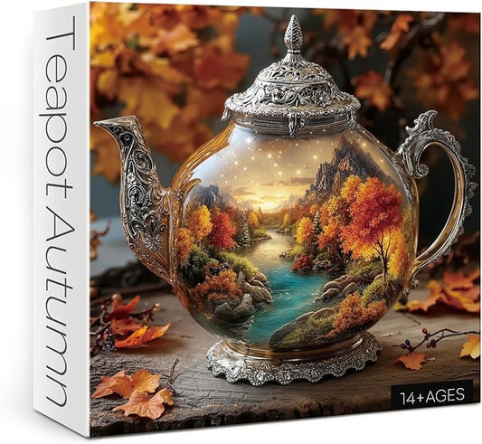 Autumn Puzzle 1000 Pieces Fall Kettle Landscape Puzzles for Adults 1000 Pieces Nature, Beautiful Autumn Scenic Art Jigsaw Puzzles, Pretty Plant Forest Aesthetic Puzzle