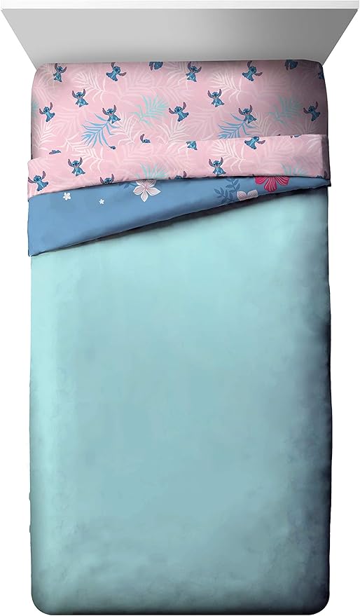 Jay Franco Disney Lilo & Stitch Paradise Dream Full Comforter & Sham Set - Super Soft Kids Reversible Bedding - Fade Resistant Microfiber (Official Disney Product)