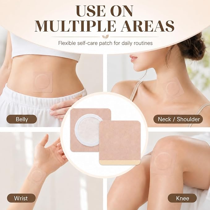 100Pcs Castor Oil Patches, Organic Cotton Castor Oil Pack Wrap Disposable Self-Adhesive Belly Button Patch Cover for Castor Oil, Mess-Free Anti Leakage No Wash Castor Oil Packs for Stomach
