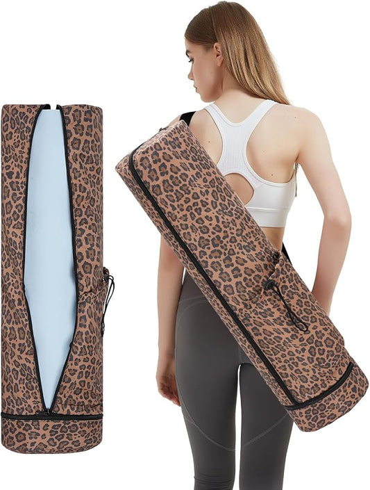sportsnew Yoga Mat Bag, Full Zip Cargo Yoga Mat Carrier Bag with Drawstring Water Bottle Pocket and Bottom Wet Pocket, Exercise Yoga Mat Carrier Holder Multi-Functional Storage Bag Patent Pending