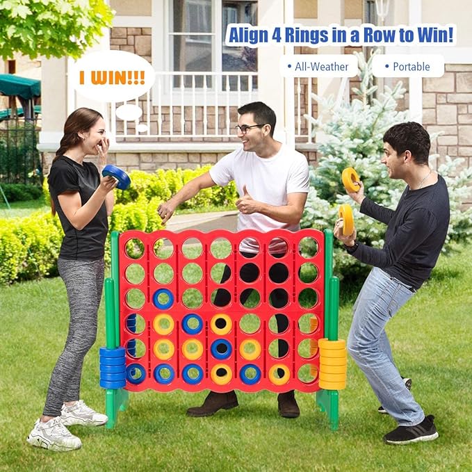 Costzon Giant 4-in-A-Row, Jumbo 4-to-Score Giant Games for Kids & Adults, Indoor Outdoor Party Family Connect Plastic Game, 4 Feet Wide by 3.5 Feet Tall with Carrying Bag
