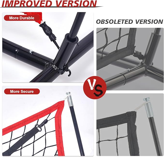 Baseball Softball Tee Batting Tee for Hitting T tee Ball Set Stand Baseball Softball Hitting Pitching Screen Net for Kids Teens Batting Net Set Training Equipment W/Carry Bag for Outdoor