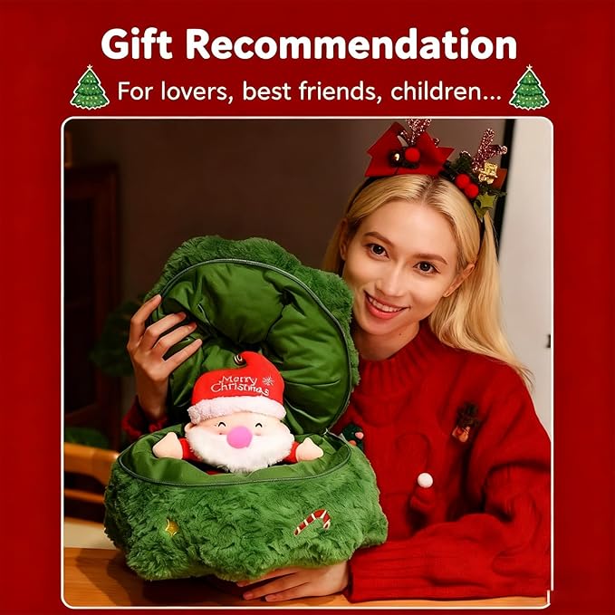 Christmas Tree Topper Elk & Cute Santa Claus Doll - Unique Christmas Holiday Decorations, Surprise Plush Toy for Friends & Children (C)