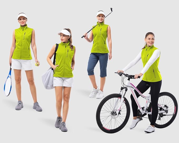 33,000ft Women's Lightweight Running Vest Outerwear with Pockets, Windproof Sleeveless Jacket for Golf Hiking Travel
