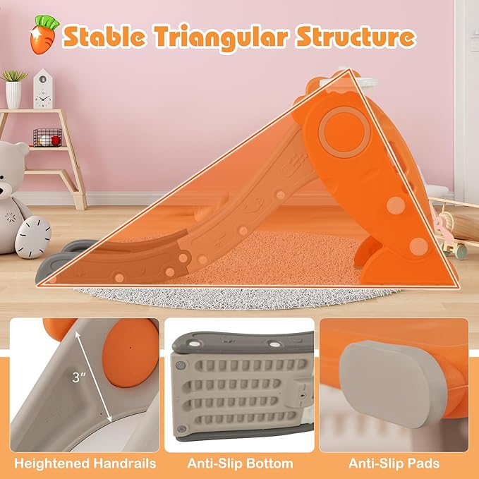 BABY JOY Toddler Slide for Kids, 4 in 1 Indoor Foldable Kids Slide w/Climber, Basketball Hoop & Ring Toss, Folding Climber Playset Baby Freestanding Playground