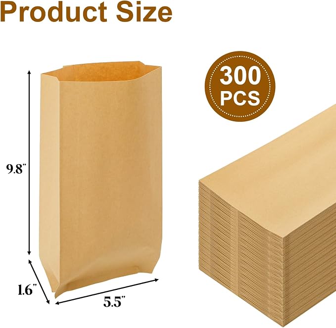 ZOOFOX 300 Pieces Waxed Kraft Sanitary Napkin Disposal Bag, Leak Proof 5.5" x 10" Waste Receptacle Paper Liner, Commercial Business Restroom Bathroom Janitorial Personal Dispenser for Tampon and Pad