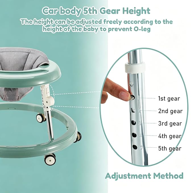 Folding Baby Walker,Height Adjustable Baby Walker for Babys 6-18 Months (Green)
