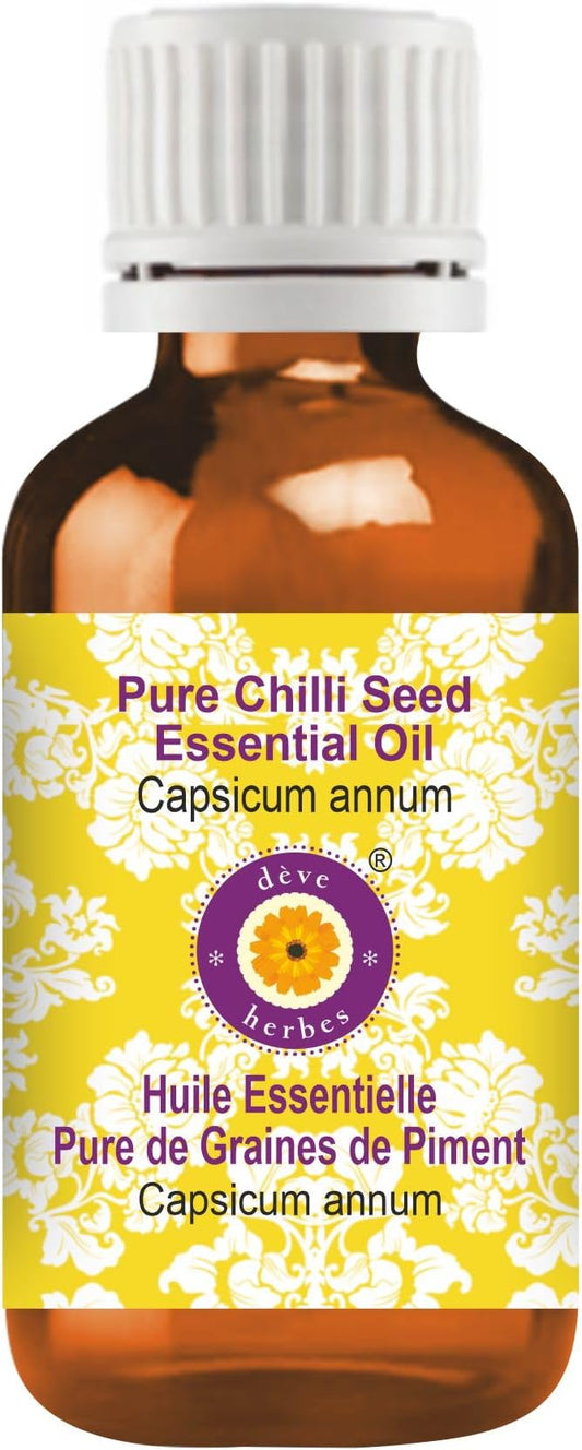 Deve Herbes Pure Chilli Seed Essential Oil (Capsicum annum) Steam Distilled 10ml (0.33 oz)