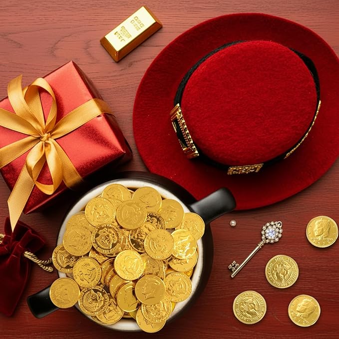 Gold Chocolate Coins, 50 Pack of Gold Chocolate Coins Bulk, Ideal Coin Candy for Themed Parties, Events and Celebrations, Perfect for Gift Bags and Festive Decorations for st patricks day.