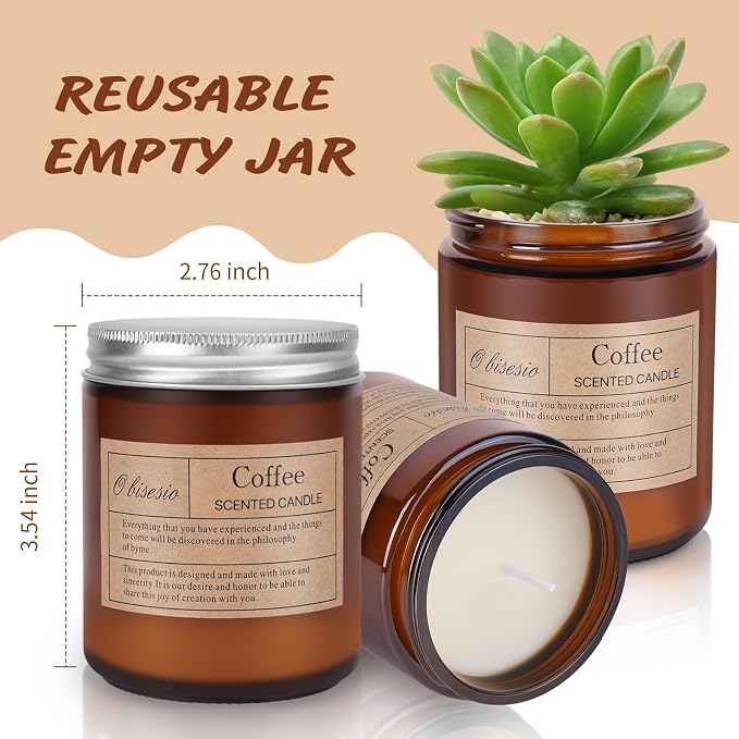 Coffee-Scented Candles,Home Aromatherapy Candels,Soy Wax Candle Gifts—These Fragrant Candes Uplift The Spirit and Refresh The Air.Perfect for Living Rooms and Bedrooms,They Make an Excellent Gift