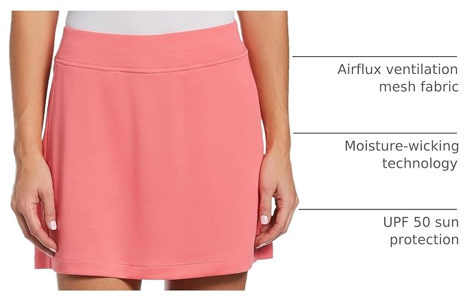 PGA TOUR Women's 16" Airflux Golf Skort with Tummy Control, Stretch Seams, Moisture-Wicking, Sun Protection, Ventilated