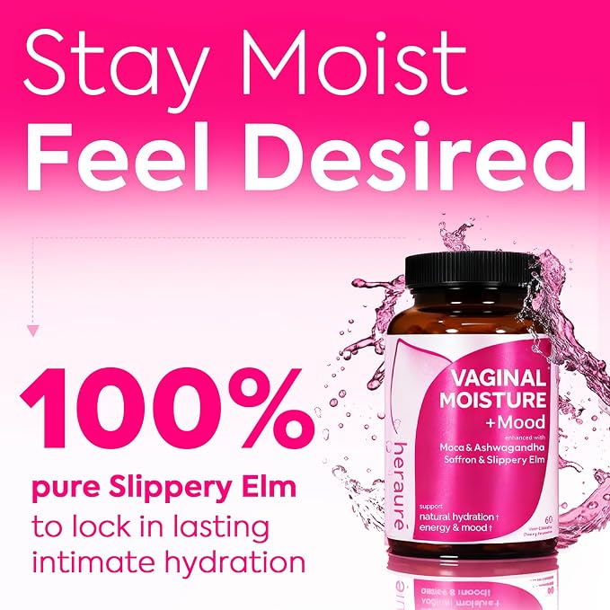 Vaginal Moisture & Libido Booster for Women - Stress Relief, Hormone Balance, Desire & Mood - Ashwagandha, Sea Moss, Maca Root, Saffron, Slippery Elm, Ginseng, Shatavari, Damiana, 60CT