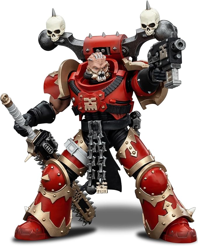 JOYTOY Warhammer 40K 1/18 Action Figures - World Eaters Khorne Berzerker with Eviscerator Chainsword Perfect for Collectors & Decor - Ideal Gift for Birthdays, Christmas, Character Figure - JT00560