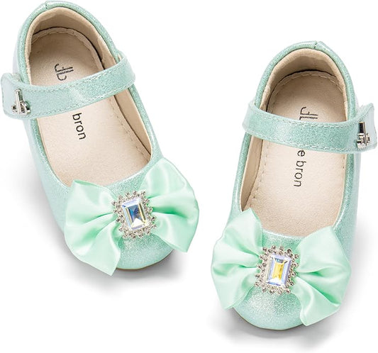 THEE BRON Mary Jane Ballet Flats - Girls' Dress Shoes with Hook & Loop Closure