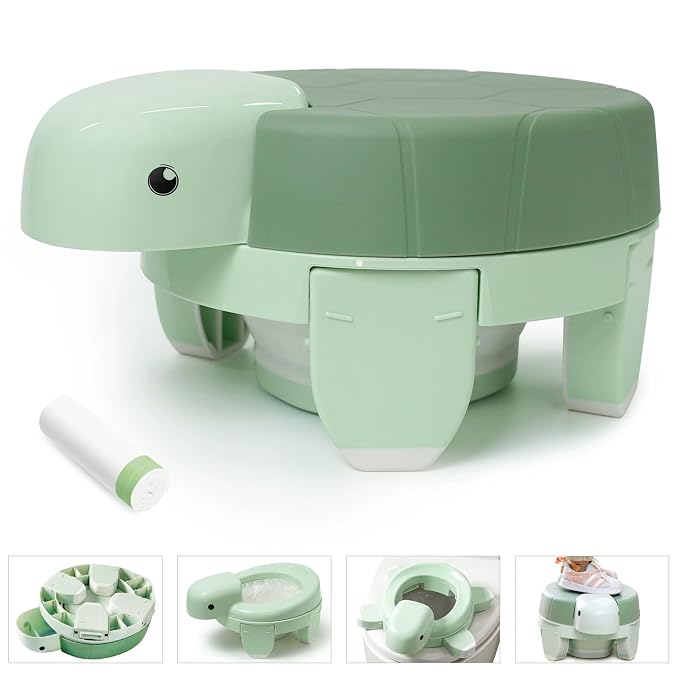 Portable Toddler Potty, Foldable Travel Potty for Children - 3-in-1 Multi-use Portable Kids Toilet, Light Green