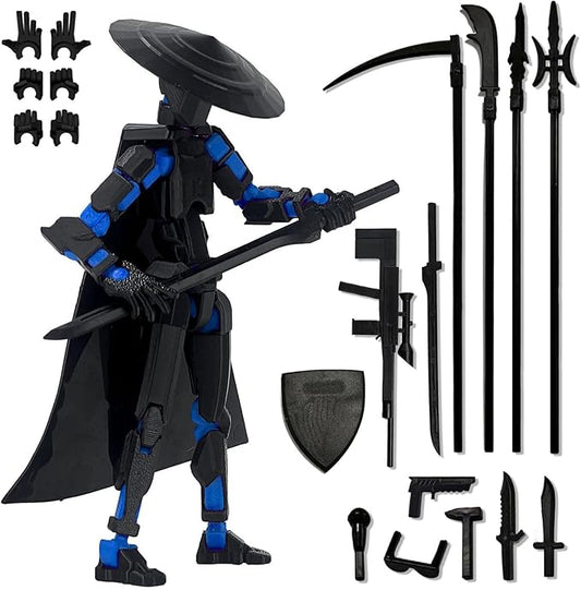 Already Assembled 8 inch T13 Action Figure,Dummy 13 T13 Multi Jointed Movable,for Collectors Desktop Decorations Movability 3D Printed Toys (Black Blue)