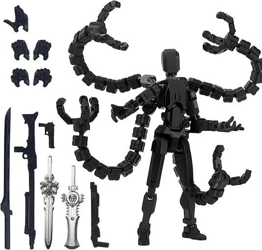 Assembly Completed T13 Action Figure 3D Printed Multi-Jointed Movable T 13 Nova 13 Robot 13 Action Figure Desktop Decorations for Game Lovers (Black, 5.5 Inch)