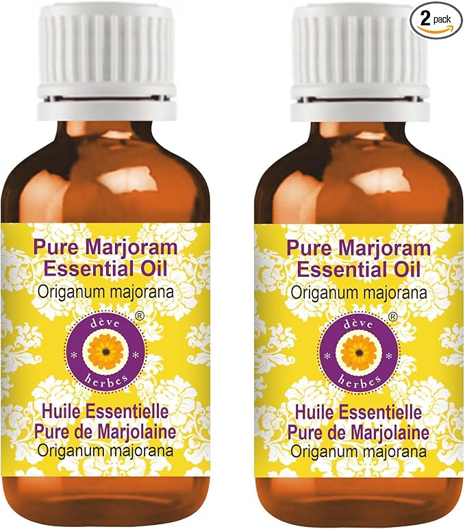 Deve Herbes Pure Marjoram Essential Oil (Origanum majorana) Steam Distilled (Pack of Two) 100ml X 2 (6.76 oz)