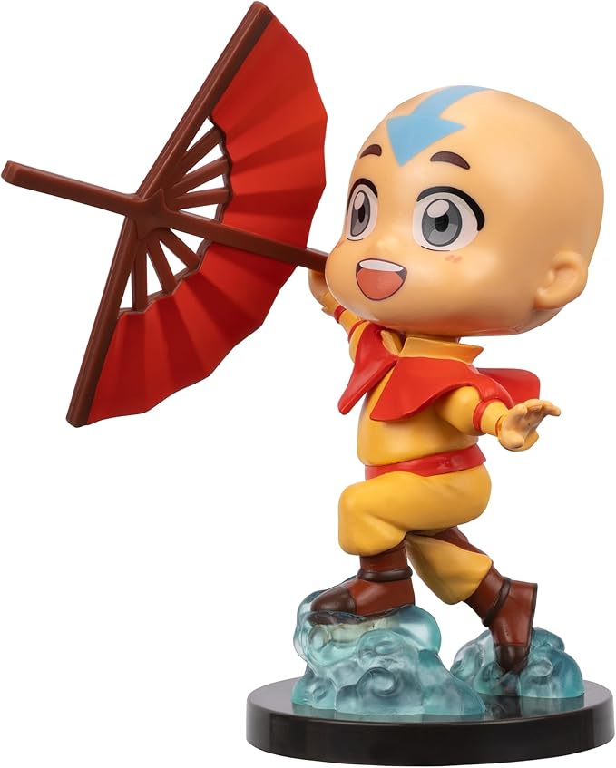 Jazwares Avatar: The Last Airbender Aang - 4-Inch Mini Figure in Kawaii Style in Dynamic Pose with Display Base