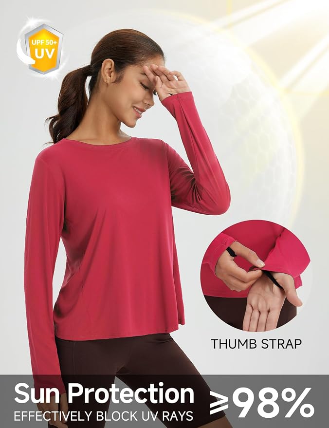 baleaf Women's Long Sleeve Workout Tops Running Sun Shirts Split Back | UPF 50+, Quick Dry, Lightweight, Breathable, Moisture-wicking, SPF, UV, for Athletic, Gym, Hiking, Tennis, Outdoor