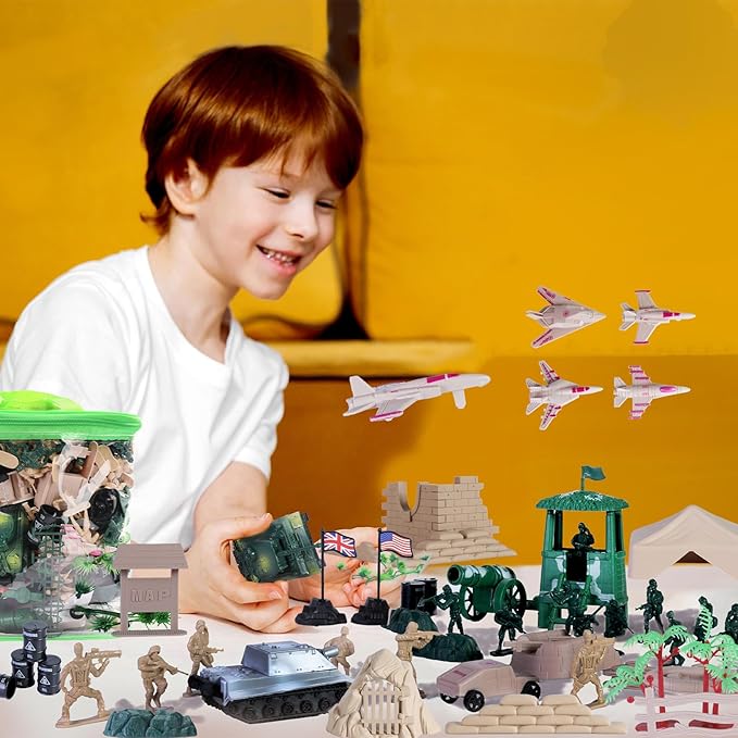 180 PCS Army Men Military Base Toy Set, Military Soldier Action Figures with Army Accessories, Gifts for Kid Boy Toddler