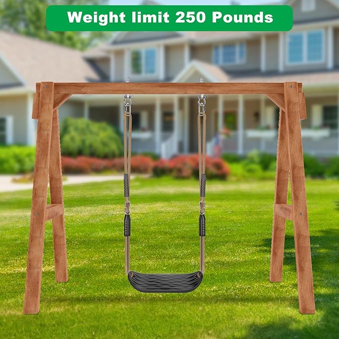 SELEWARE Plastic Swing Seat, Non-Slip Tree Swing for Kids & Adults, Heavy Duty Playground Swing Set Accessories with Adjustable Ropes, Comfortable U-Shape Swing for Indoor/Outdoor Backyard, Black