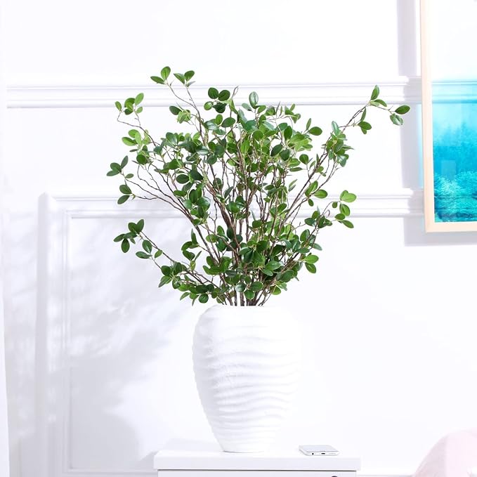 Melorca&Guilla Artificial Plants,3PCS 43.3" Green Faux Branches for Vase,Artificial Plants & Flowers Faux Greenery Stems Fake Plants for Shop Garden Office Home Décor