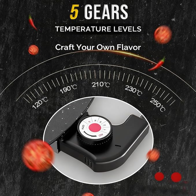 Indoor Smokeless Electric Griddle, 2026 Upgraded 1500w Portable Electric Korean BBQ Grill, Non-stick Round Grill Pan for BBQ, Tortillas, Steaks, Burgers, Pancakes (11.8in)