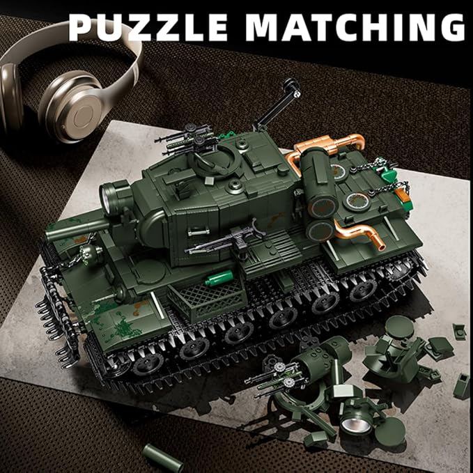 39027 WW2 KV-2 Heavy Tank Building Blocks Set, 2235 Pcs MOC Creative Modular Tank Bricks, Ideal Gift for Military Enthusiasts, Historical Collection Model for Teens and Adults