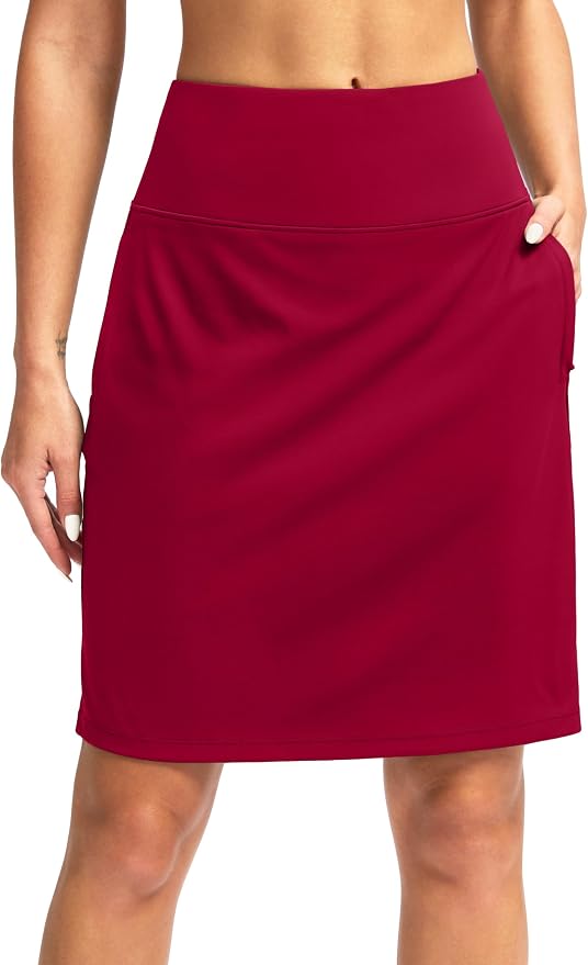 G Gradual 20" Skorts with Pockets Knee Length Golf Skirt | Built in Soft Shorts, High Waisted, Tummy Control, Breathable, Long Skorts for Athletic, Tennis, Dressy, Casual, Summer