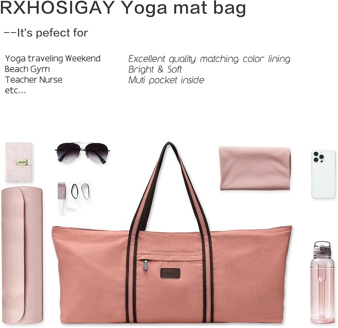 with Multi-Functional Storage Pockets Full-Zip Extra Large Yoga Mat Tote Bag Sports Gym Pilates Bag