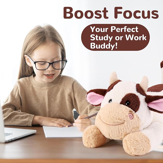 gnomantic Cow Weighted Stuffed Animals - 28 Inch 5 Pounds Weighted Plushies Cow Stuffed Animals - Big Plush Pillow - Cute Plush Toys Gifts for Kids & Adults (28" 5.0 lbs Brown)