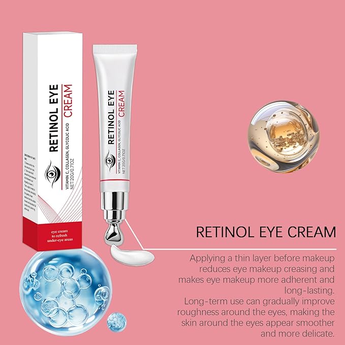 Retinol Eye Cream - Eye Tightening Cream to Reduce Under Eye Bags & Dark Circles, Hydrating Anti-Aging Eye Treatment for Wrinkles and Fine Lines, 0.71 OZ