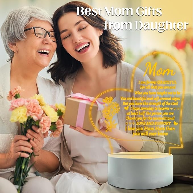Lovely Mother-Best Mom Birthday Gifts from Daughter Son，Mom Night Light，Room Decoration Mom's (1 Pack)