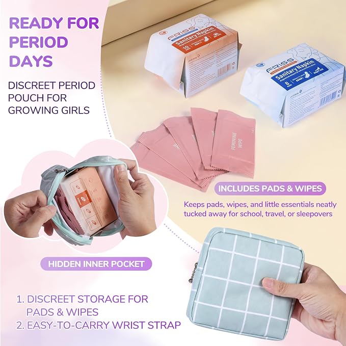 First Period Kit for Girls 9-12, Period Kits for Girls, Period Starter for Tweens & Teens, Period Comfort Kits with Heating Pad for Pain Relief, Tween Menstrual Starter Kits