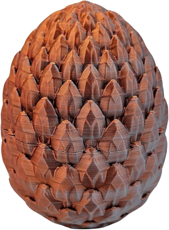 Surprise Dragon Egg Articulating Gemstone Dragon Fidget Toy - 3D Printed Flexi Dragons Flexible ADHD, Autism, Relief Anxiety - Articulated Joints (Gold Copper Silver)