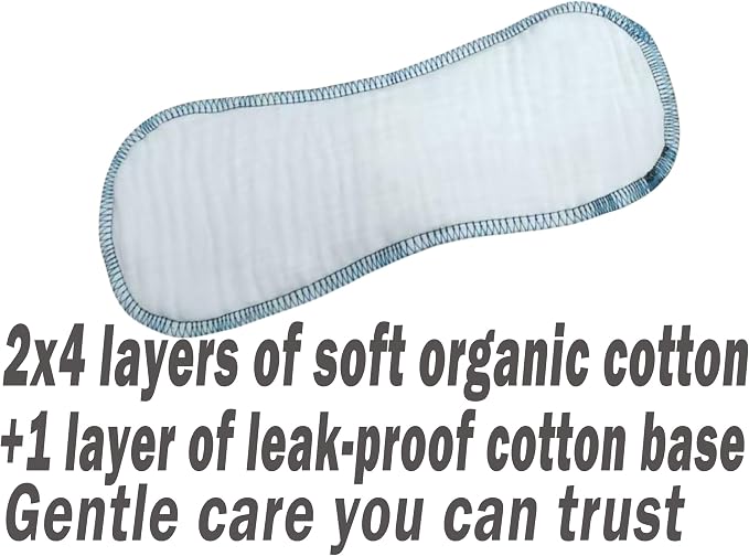 Reusable Washable Sanitary Pads, Organic Cotton Liners, Soft and Breathable, Leak-Proof Lining + Storage Bag. Suitable for Heavy Menstrual Flow and Urinary Incontinence.(27CM, Count, 4+1)