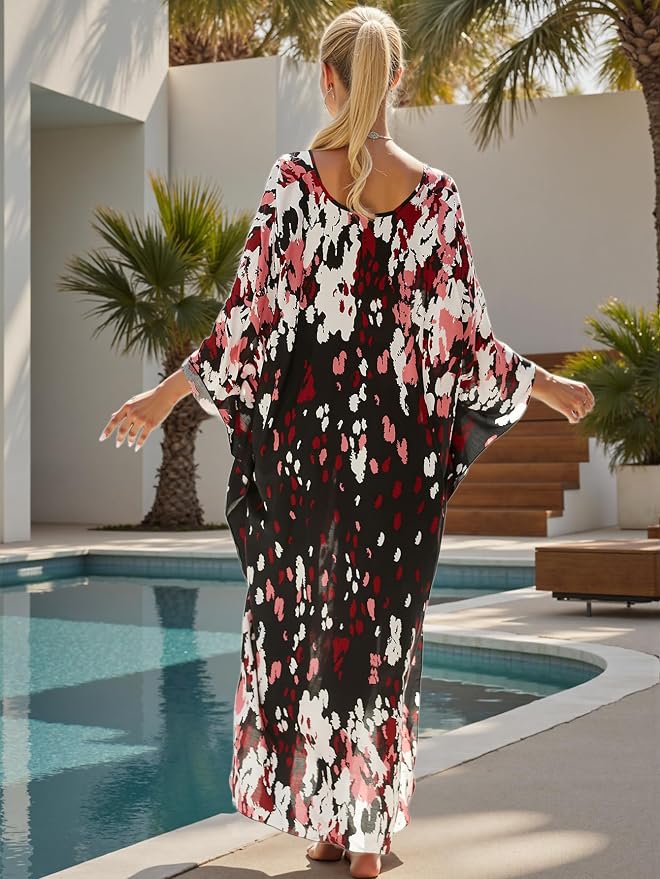 Mumu Dresses for Women Plus Size, Bohemian Kaftan Beach Cover Up Long Maxi Nightgown Soft Loungewear