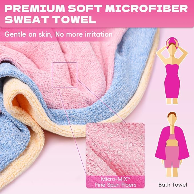 Microfiber Gym Towels for Showering Working Out Quick Dry Negative ions Large Middle Small Sizes Lightweight Gym Towel for Men Women Tennis Sports Towels for Body Hot Yoga Fitness Essentials