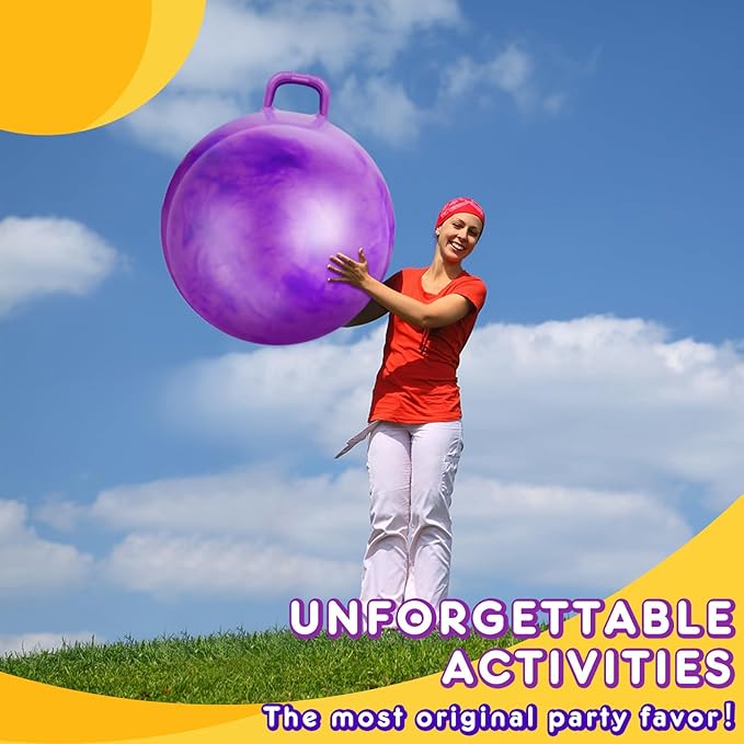 Lewtemi Hopper Ball for Adults, 31 Inch Bouncing Ball Hippity with Handle Rubber Hop, Jumping Hopping Exercise with Air Pump for Outdoors Sports Games Exercise (Gradient Purple)