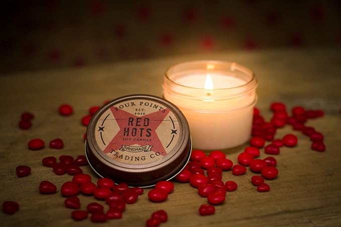 Red Hots Scented 4 Oz Soy Aromatherapy Candle w/Jar - Four Points Trading Co.