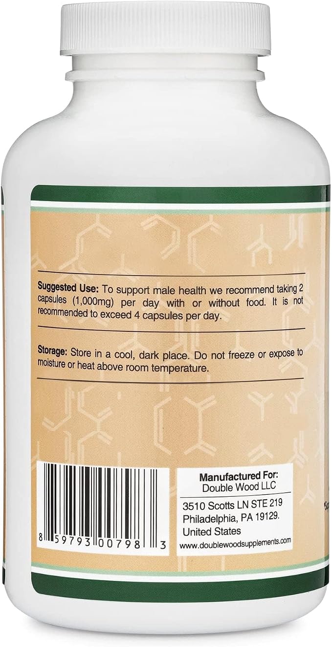 Tribulus Terrestris for Men (Purest 95% Saponin Content) 210 Capsules, 1,000mg Concentrated Fruit Extract (Third Party Tested, Vegan Safe, Non-GMO) for Stamina and Energy by Double Wood