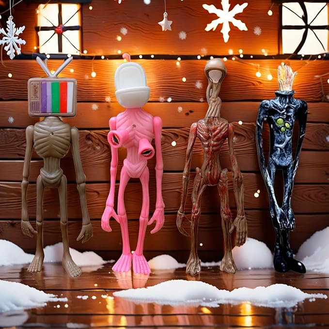 4 PCS Siren Head Toys Action Figure Horror Model Doll Gift for Kids Birthday Halloween Christmas Party Toys (Series B)
