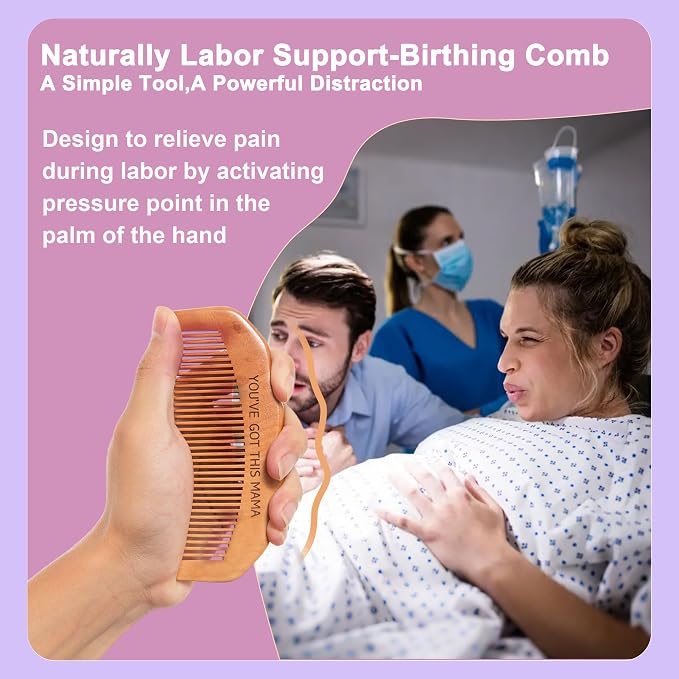 6 Pcs Labor & Postpartum Essentials Recovery Kit , Includes Labor Comb,Clary Sage Oil,Peri Bottle,24 Pad Liners, Perineal Soothing Foam,Socks,Hospital Bag Must Haves for New Mom