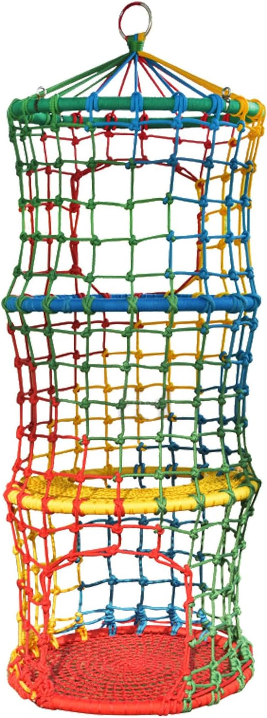Saucer Tree Swing for Kids Climbing Rope Ladder for Children Rock Climbing Holds Suspension Indoor and Outdoor Balance Coordination Training Equipmen(3 Tier)