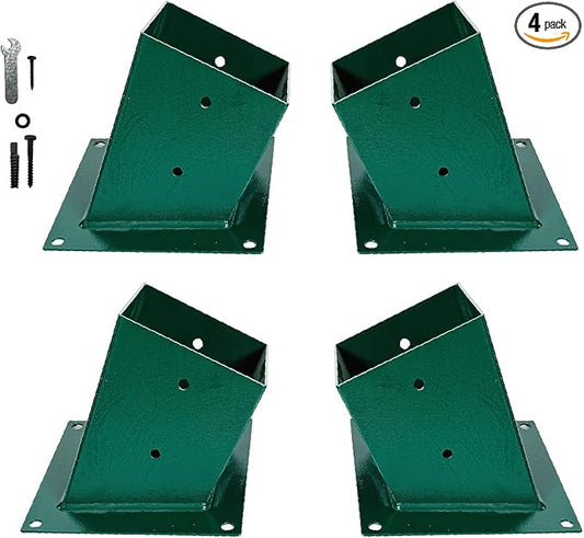 A-Frame Swing Brackets, 4x4 Base 4 Pcs (Inner Size 3.6"x3.6") - Heavy Duty Swing Support for Wood and Concrete Floor, Corrosion-Resistant Metal Powder Coated