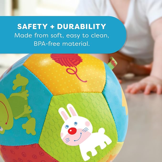 HABA Soft Baby Ball Tummy Time & Sensory Play - 4.5" Infant Play Ball Ideal for Crawling, for Babies 6 Months & Up