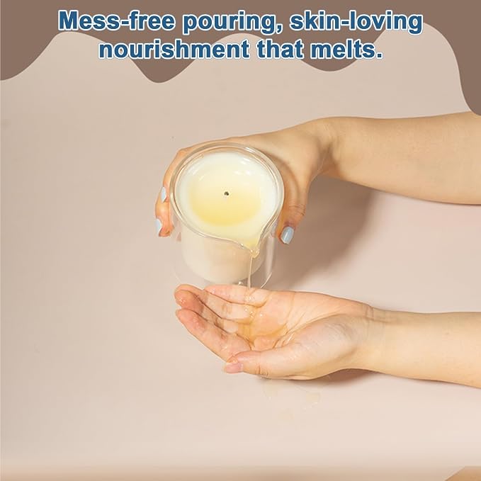 Soy Massage Oil Candle, 6.5 OZ Beautiful Double Layer Glass Low Temp Vanilla, Moisturizing Essential Oils Body Massage for Home & Spa, Intensive Skin Treatment Candles (Vanilla)