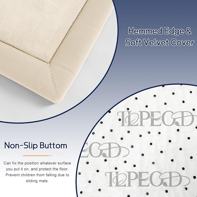 Baby Play Mat for Floor Nursery Rug Muscle Mat Area Rug Playroom Rug 74"x50" Playpen Mat Elastic Foam 1.3" Thick Crawling Mat for Babies,Toddlers, Infants, Kids,A Beige